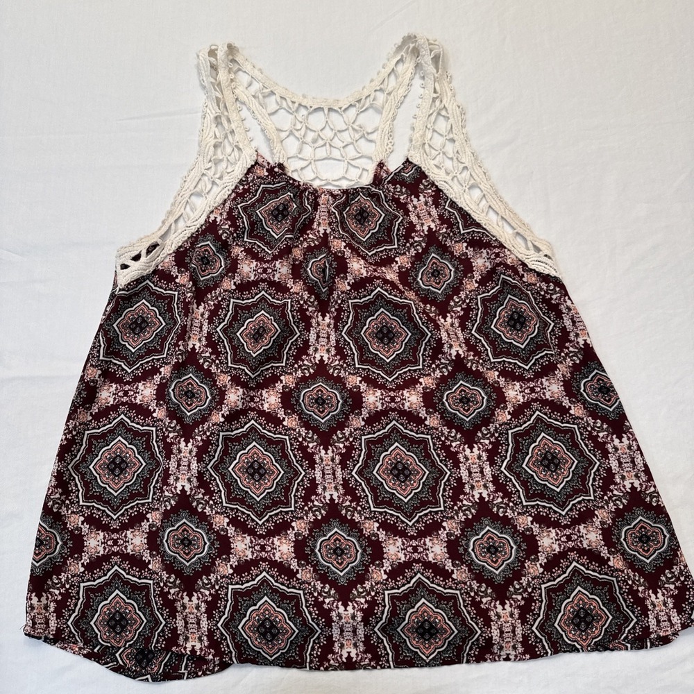 Vanity Tank Top Women's Sz Large Crochet Straps Y2K Boho
